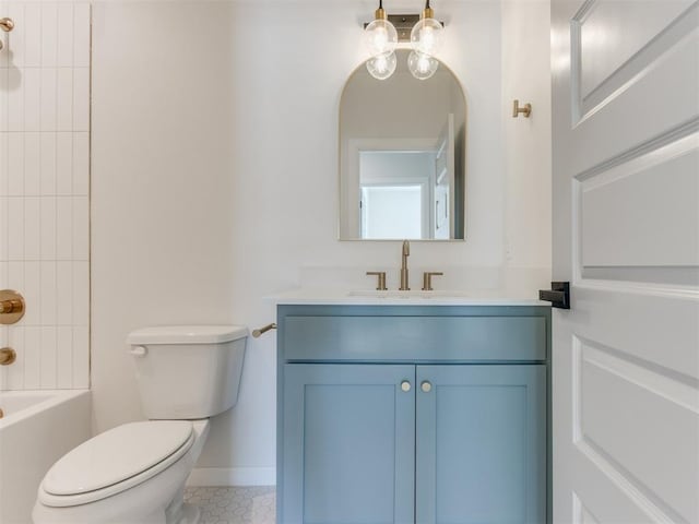 2812 Shoreridge Ave Unit 2812, Norman, OK 73072 - bathroom featuring vanity, toilet, baseboards, tile patterned flooring, and  shower combination
