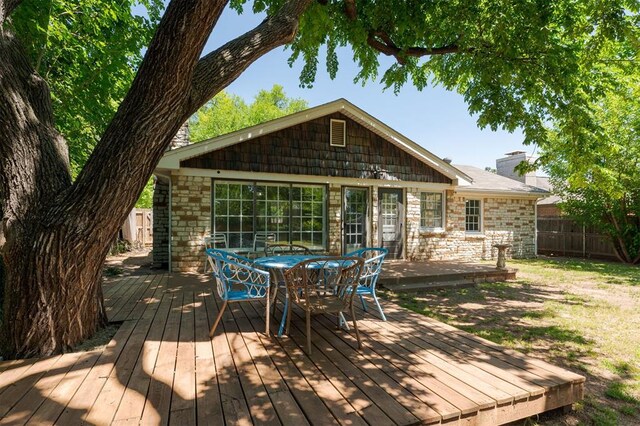 2424 Ashley Dr, The Village, OK 73120 - deck with fence and outdoor dining area