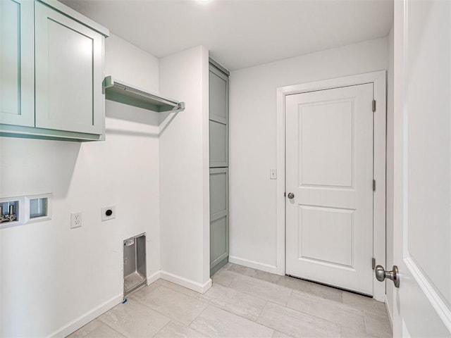 1121 Acacia Creek Dr, Yukon, OK 73099 - laundry room featuring hookup for an electric dryer, cabinet space, baseboards, and hookup for a washing machine