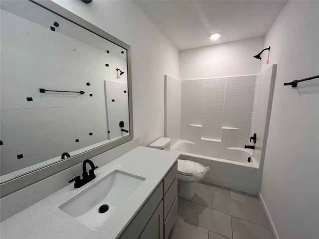 18121 Austin Ct, Edmond, OK 73012 - full bath featuring toilet,  shower combination, tile patterned floors, and vanity
