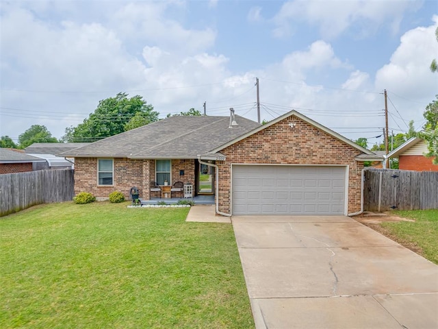 2009 Astoria Dr, Moore, OK 73160 - ranch-style house with an attached garage, roof with shingles, driveway, and brick siding
