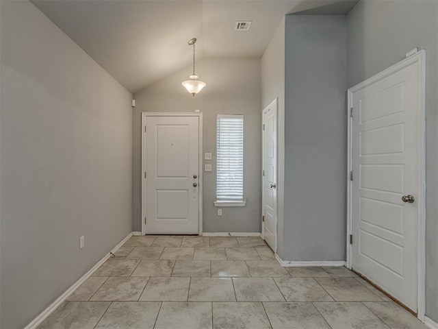 9120 SW 46th St, Oklahoma City, OK 73179 - entrance foyer featuring vaulted ceiling and baseboards