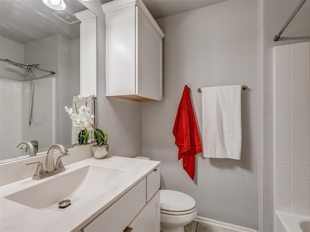 9120 SW 46th St, Oklahoma City, OK 73179 - full bathroom with toilet, vanity, and bathtub / shower combination