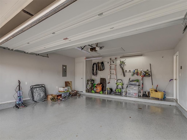 9120 SW 46th St, Oklahoma City, OK 73179 - garage featuring a garage door opener and electric panel