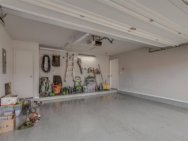 9120 SW 46th St, Oklahoma City, OK 73179 - garage with a garage door opener and electric panel