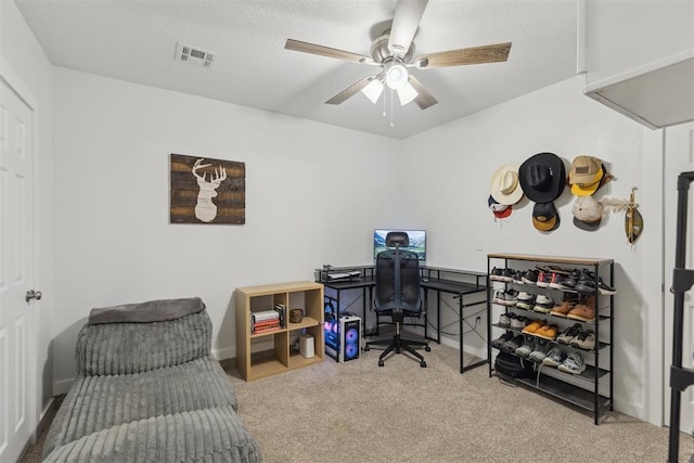 711 Spruce Dr, Yukon, OK 73099 - carpeted office with a ceiling fan and baseboards