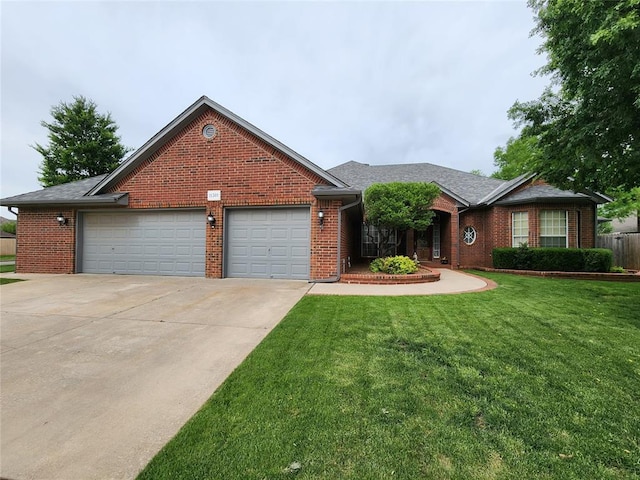 11301 Brockton Pl, Oklahoma City, OK 73162 - view of front of home with brick siding, a garage, and concrete driveway