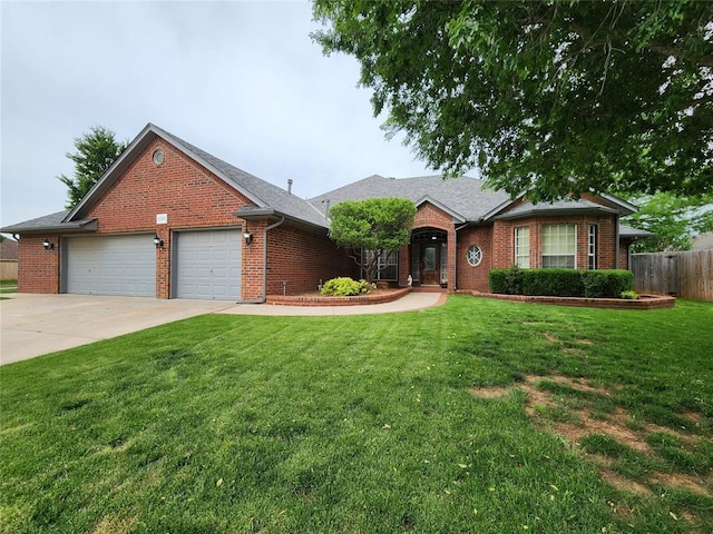 11301 Brockton Pl, Oklahoma City, OK 73162 - ranch-style house featuring an attached garage, brick siding, and concrete driveway