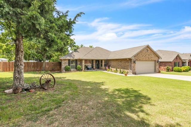 8701 Long Spur Trl, Edmond, OK 73034 - ranch-style home with a garage, driveway, brick siding, and roof with shingles