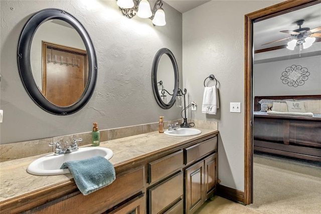 8701 Long Spur Trl, Edmond, OK 73034 - full bath featuring ensuite bath, double vanity, and ceiling fan
