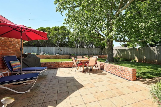 5708 NW 87th St, Oklahoma City, OK 73132 - view of patio featuring outdoor dining space and grilling area