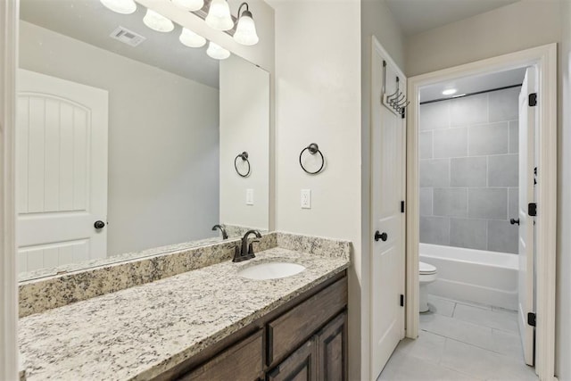 8345 NW 137th St, Oklahoma City, OK 73142 - bathroom with vanity, tile patterned flooring, toilet, and  shower combination