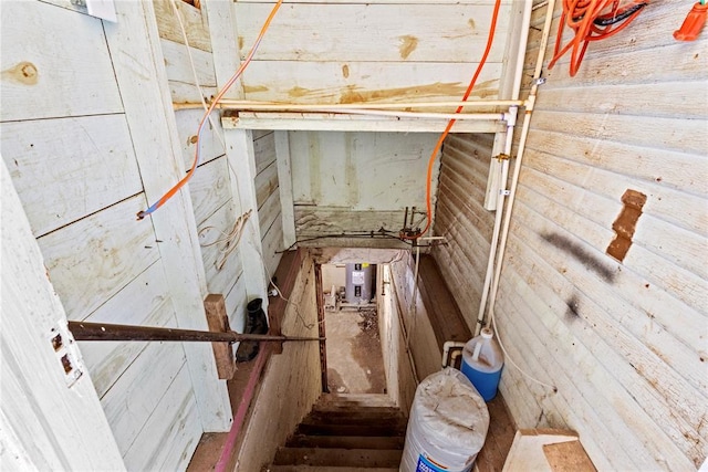 305 N Reimer, Corn, OK 73024 - stairs with wooden walls