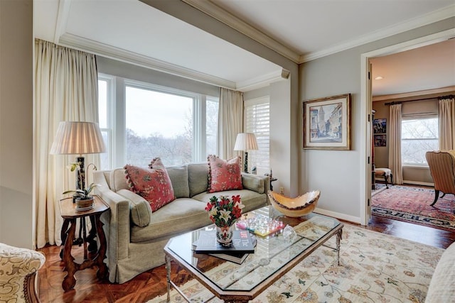 1114 Sherwood Ln Unit B-2, Nichols Hills, OK 73116 - living room with crown molding and baseboards