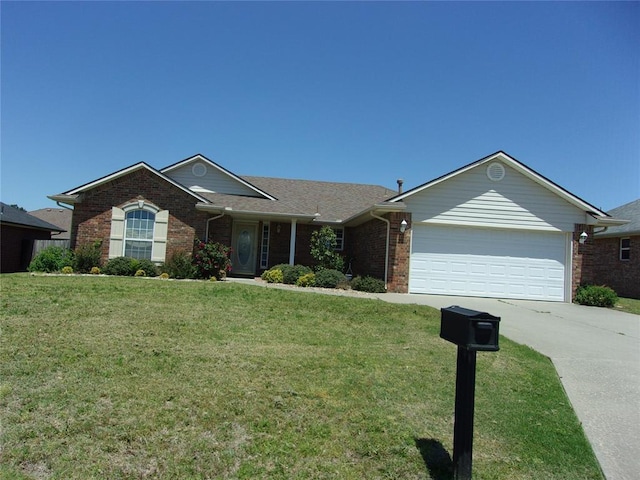 1926 E Aspen Pl, Shawnee, OK 74804 - ranch-style home featuring brick siding, an attached garage, concrete driveway, and a front lawn