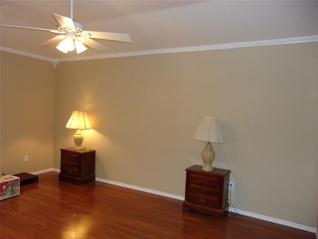 1926 E Aspen Pl, Shawnee, OK 74804 - empty room featuring wood finished floors, a ceiling fan, crown molding, and baseboards