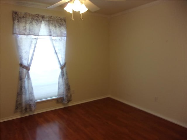 1926 E Aspen Pl, Shawnee, OK 74804 - empty room featuring ceiling fan, wood finished floors, baseboards, and crown molding