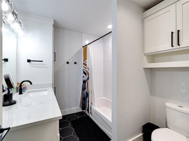 1614 S 1st Ave, Stroud, OK 74079 - full bathroom featuring toilet, tile patterned floors, and vanity