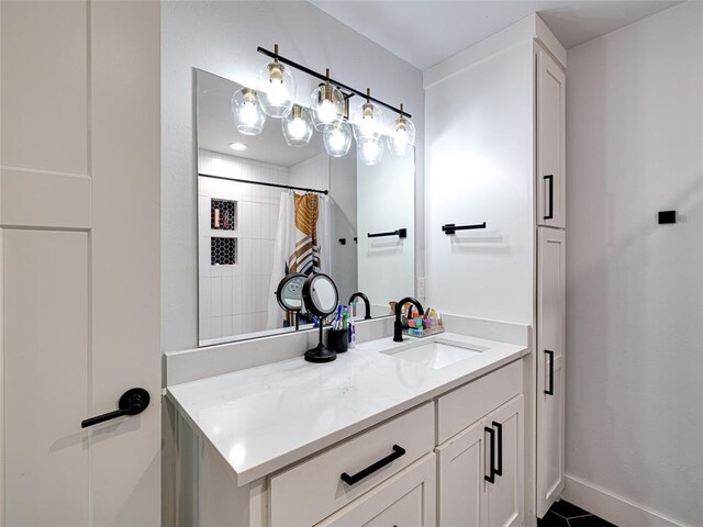 1614 S 1st Ave, Stroud, OK 74079 - full bathroom with vanity and a shower with shower curtain
