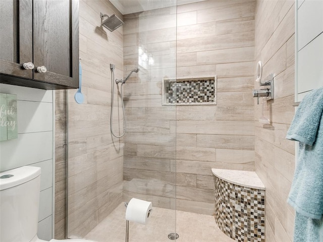13776 E Stella Rd, Newalla, OK 74857 - bathroom with a tile shower and toilet