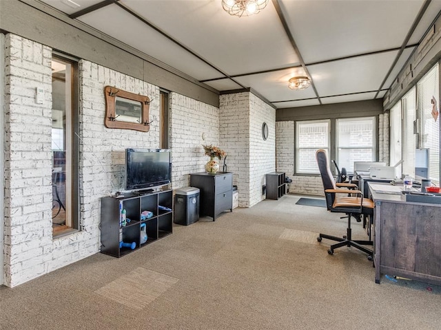 13776 E Stella Rd, Newalla, OK 74857 - office with carpet flooring and brick wall