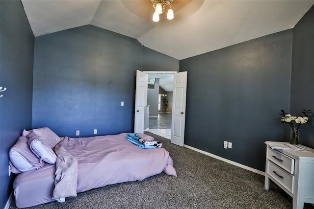 6613 NW 131st St, Oklahoma City, OK 73142 - bedroom featuring vaulted ceiling, carpet, and ceiling fan