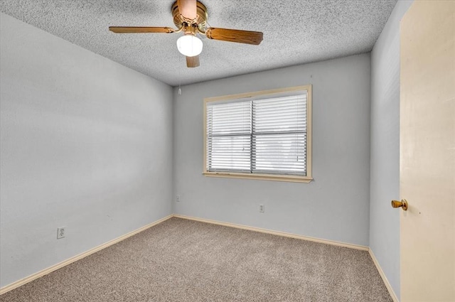 15001 Garr Pl, Oklahoma City, OK 73165 - empty room featuring carpet floors, a textured ceiling, a ceiling fan, and baseboards