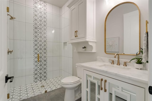 15012 Annecy Blvd, Oklahoma City, OK 73142 - bathroom featuring a shower stall, toilet, and vanity