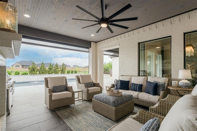 15012 Annecy Blvd, Oklahoma City, OK 73142 - view of patio with ceiling fan and an outdoor living space