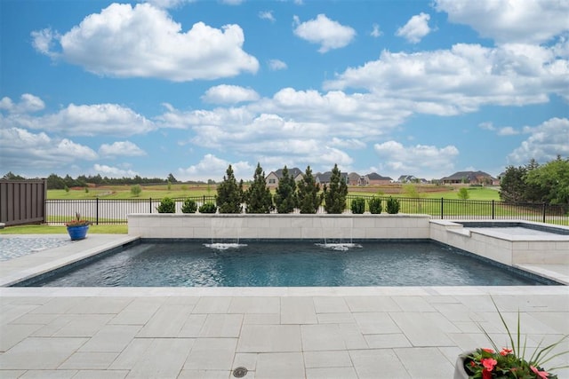 15012 Annecy Blvd, Oklahoma City, OK 73142 - view of pool with a fenced backyard, a pool with connected hot tub, and a patio