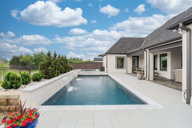15012 Annecy Blvd, Oklahoma City, OK 73142 - view of swimming pool featuring an in-ground hot tub, a fenced backyard, and a patio area