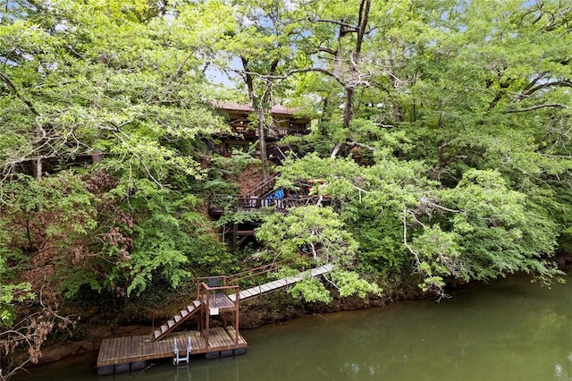 868 Red Fox Rd, Broken Bow, OK 74728 - dock area with a water view and stairs