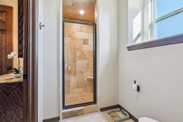 13600 W Britton Rd, Yukon, OK 73099 - bathroom with a shower stall and baseboards