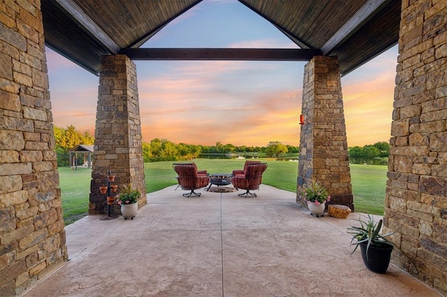13600 W Britton Rd, Yukon, OK 73099 - view of patio / terrace featuring an outdoor fire pit