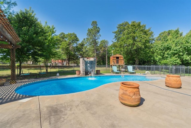 20180 Elm St, Harrah, OK 73045 - view of pool featuring fence, a patio, and a playground