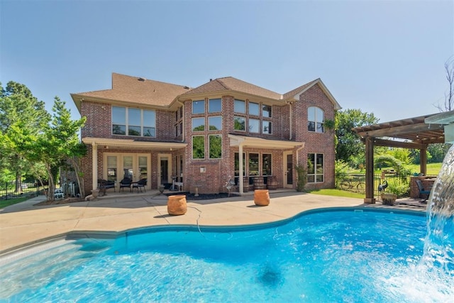 20180 Elm St, Harrah, OK 73045 - view of swimming pool with a patio, fence, and a pergola