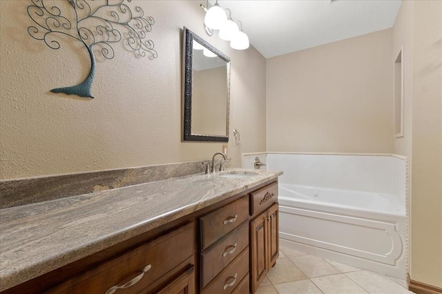 5839 Hefner Village Ct, Oklahoma City, OK 73162 - full bath with a bath, vanity, and tile patterned flooring