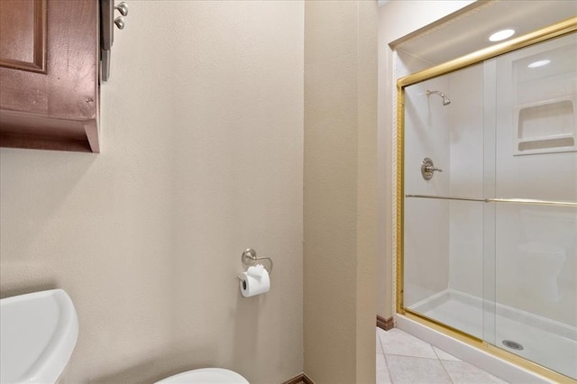 5839 Hefner Village Ct, Oklahoma City, OK 73162 - full bath with toilet, a stall shower, and tile patterned floors