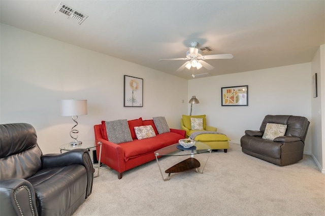 239 Brandon Cir, Goldsby, OK 73093 - carpeted living area featuring ceiling fan and baseboards