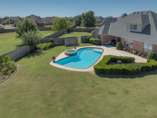 239 Brandon Cir, Goldsby, OK 73093 - view of pool with a residential view, a patio area, and a pool with connected hot tub