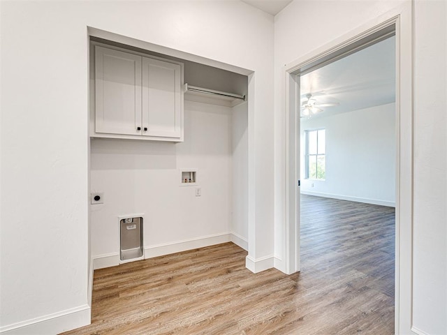 29612 Memory Ln, Norman, OK 73072 - washroom featuring hookup for an electric dryer, light wood-type flooring, washer hookup, and baseboards