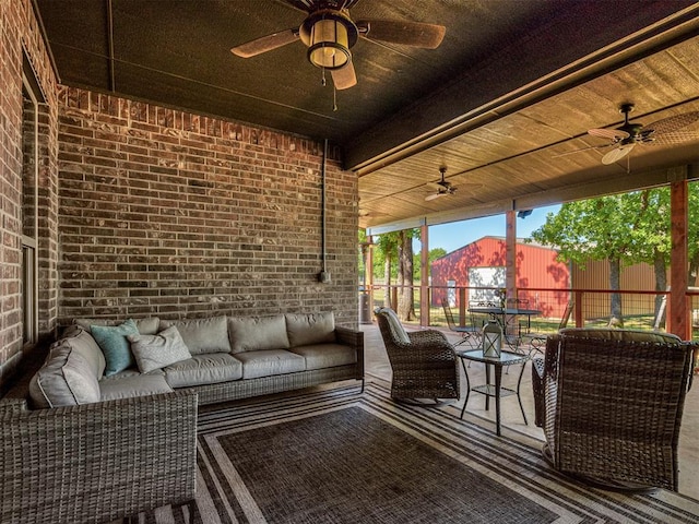 940437 S 3310th Rd, Wellston, OK 74881 - view of patio / terrace featuring ceiling fan and an outdoor hangout area