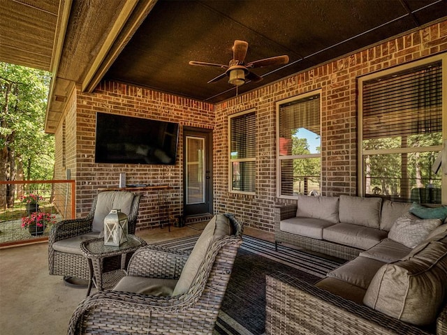 940437 S 3310th Rd, Wellston, OK 74881 - view of patio / terrace with an outdoor living space and a ceiling fan