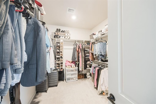 walk in closet with carpet floors