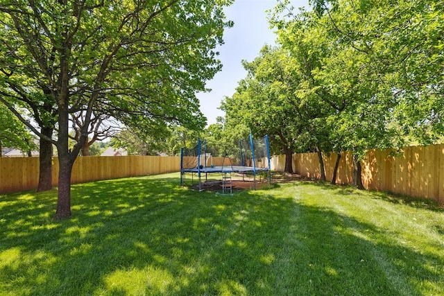 view of yard with a trampoline