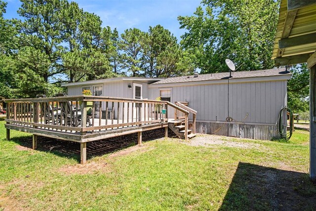 114166 S 4209th Rd, Eufaula, OK 74432 - view of green lawn featuring a wooden deck