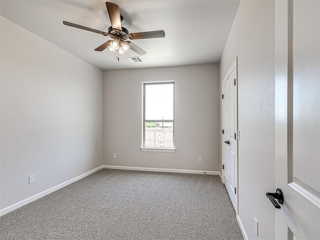 2716 Dunham Dr, Norman, OK 73071 - unfurnished room featuring a ceiling fan, carpet floors, and baseboards