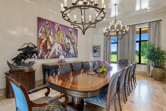 4400 NW 150th St, Oklahoma City, OK 73134 - dining room featuring a chandelier