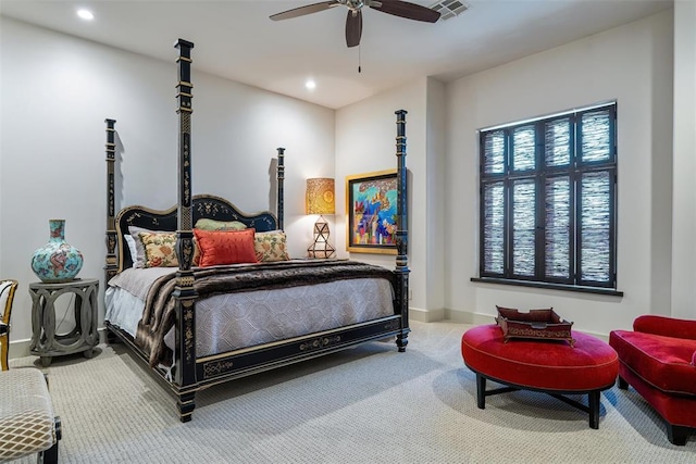 4400 NW 150th St, Oklahoma City, OK 73134 - carpeted bedroom featuring recessed lighting, baseboards, and ceiling fan