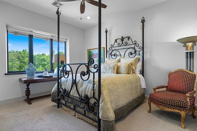 4400 NW 150th St, Oklahoma City, OK 73134 - bedroom with carpet floors, ceiling fan, baseboards, and recessed lighting